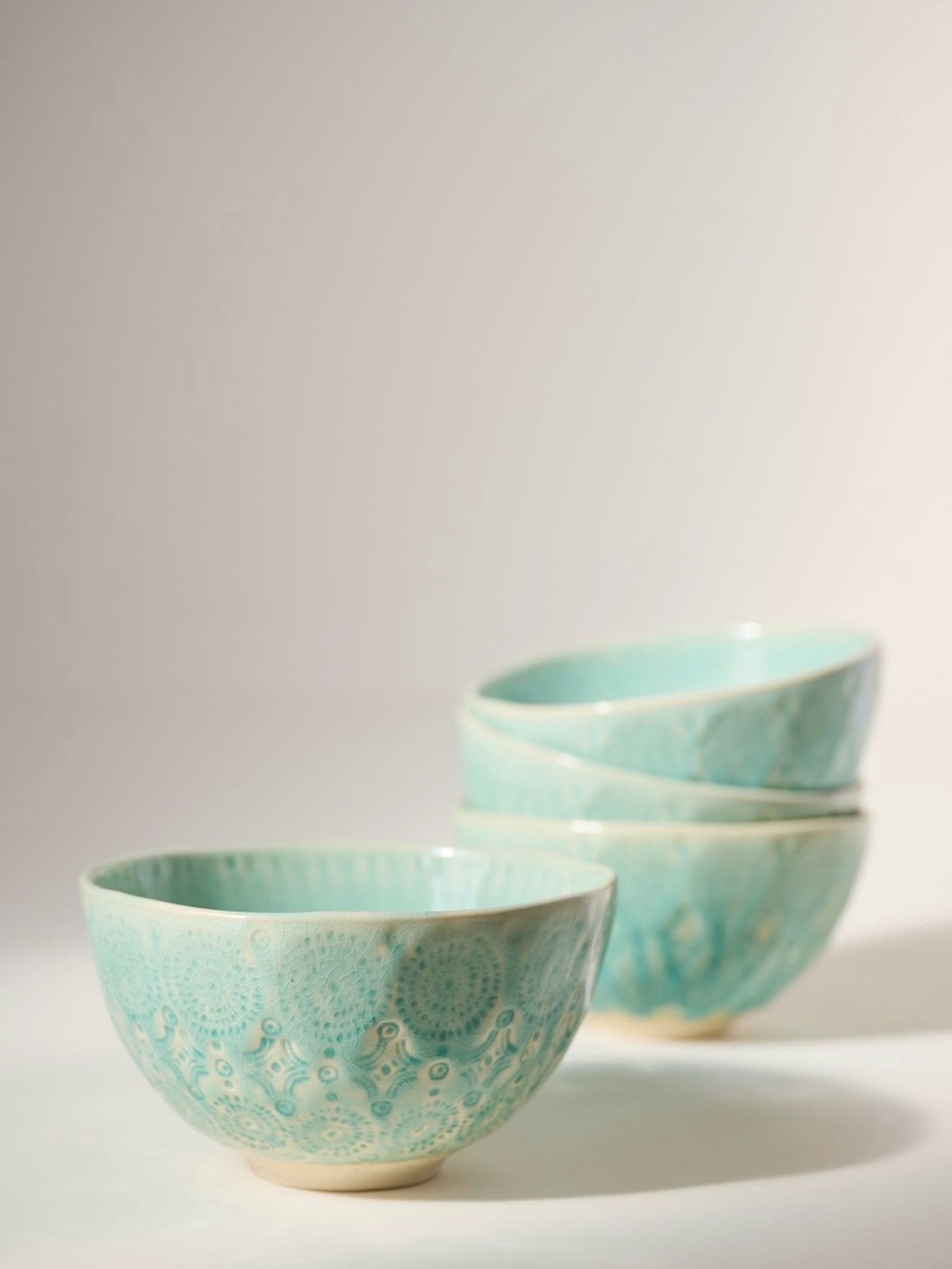 Anthropologie Old Havana Cereal Bowls, Set of 4 Ceramic Bowl